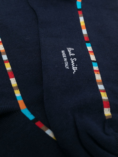 Paul Smith Vittore Striped Cotton-blend Socks In Blue