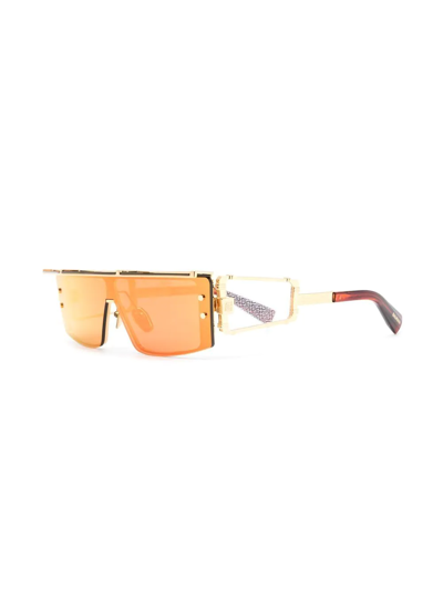 Shop Balmain Eyewear Square Frame Sunglasses In Gold