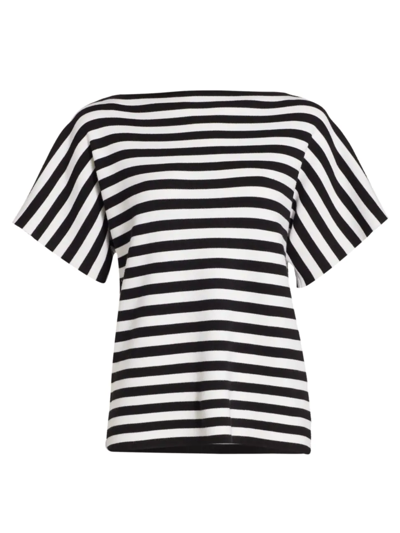 Shop Michael Kors Women's Striped Wool Top In Classic Stripe Midnight White