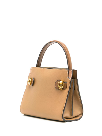 Tory Burch Petite Double Lee Radziwill Leather Mini Bag In Brown