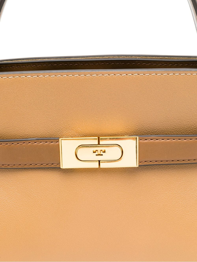 Tory Burch Petite Double Lee Radziwill Leather Mini Bag In Brown
