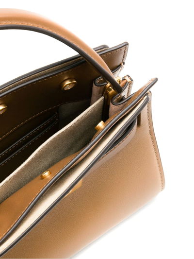 Tory Burch Petite Double Lee Radziwill Leather Mini Bag In Brown