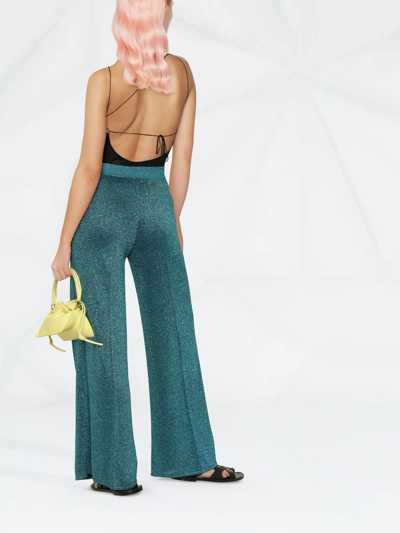 Shop Missoni Metallic-threaded Wide-leg Trousers In Blau