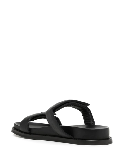 Shop Emporio Armani Touch-strap Leather Sandals In Schwarz