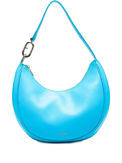 Shop Furla Primavera Leather Shoulder Bag In Blau