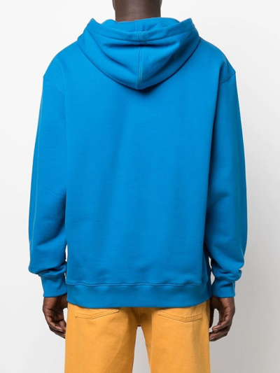 Moschino Graphic Print Drawstring Hoodie In Blue