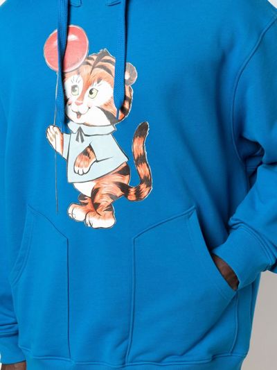Moschino Graphic Print Drawstring Hoodie In Blue