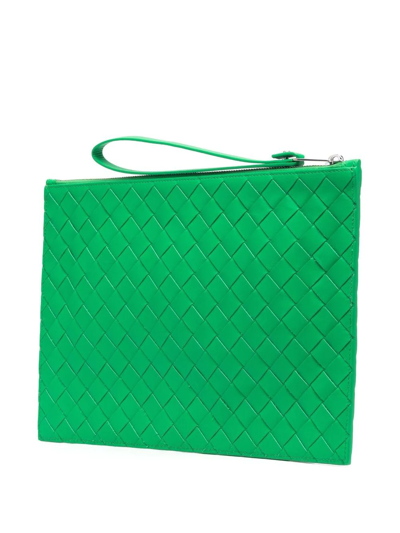 Shop Bottega Veneta Intrecciato-weave Clutch Bag In Green