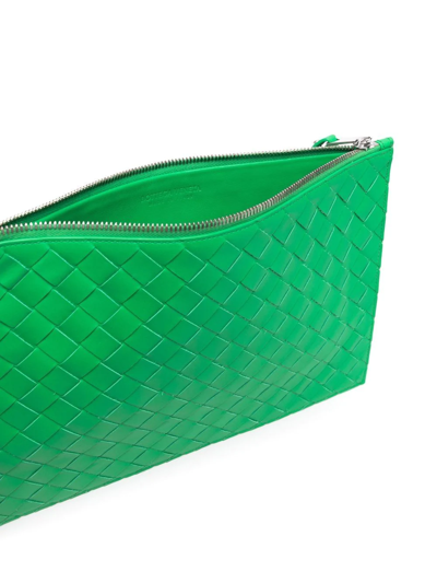 Shop Bottega Veneta Intrecciato-weave Clutch Bag In Green