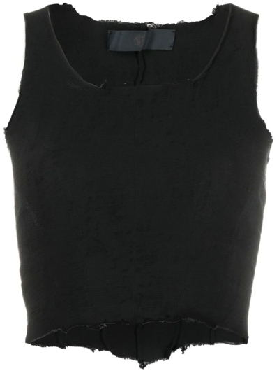 Shop Marc Le Bihan Raw-edge Cropped Top In Black