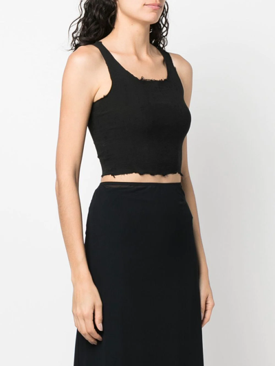 Marc Le Bihan Raw-edge Cropped Top In Black