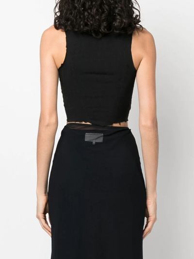 Shop Marc Le Bihan Raw-edge Cropped Top In Black