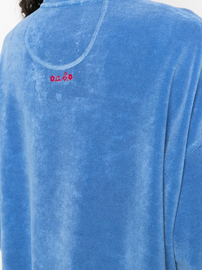 Shop Alberto Biani Terry-effect Long-sleeve Sweatshirt In Blue