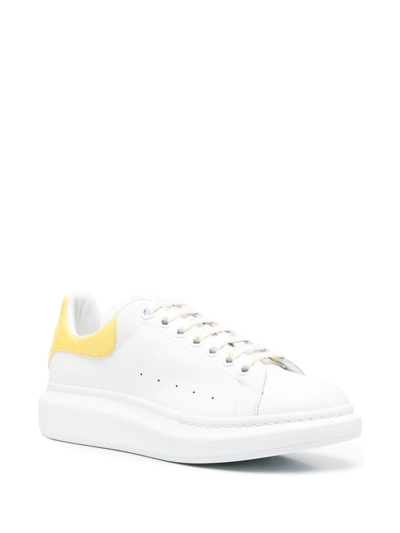 Alexander Mcqueen Perforated Platform Round Toe Sneakers In White