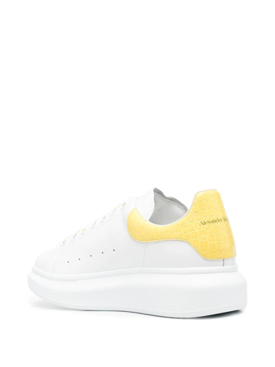 Alexander Mcqueen Perforated Platform Round Toe Sneakers In White