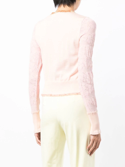 Shop Stella Mccartney Velvet-trim Wool Cardigan In Pink