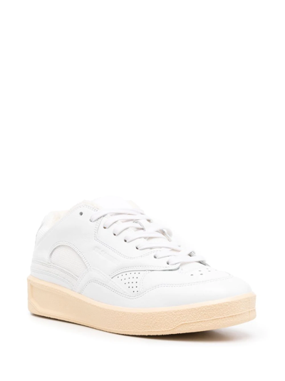 Shop Jil Sander Low-top Panelled Vulcanised-sole Sneakers In White