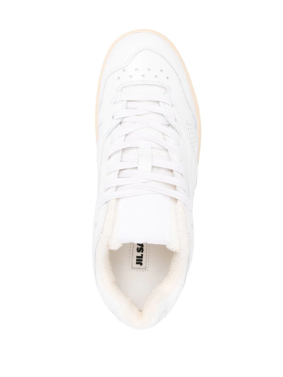 Shop Jil Sander Low-top Panelled Vulcanised-sole Sneakers In White