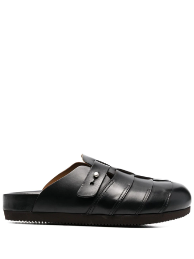 Shop Buttero Woven-panelled Clog Sandals In Black