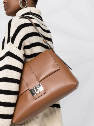 Furla Charlie Leather Tote Bag In Brown