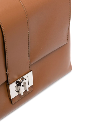 Shop Furla Charlie Leather Tote Bag In Brown
