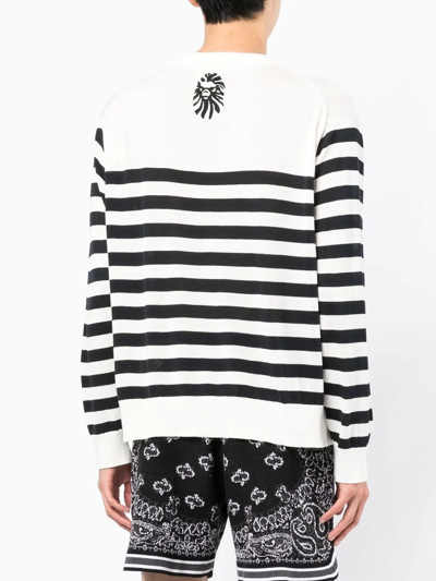 Shop Bape Black *a Bathing Ape® Striped Logo-print Sweatshirt In Weiss