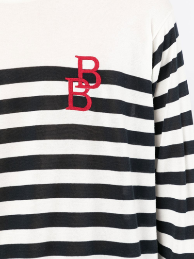 Shop Bape Black *a Bathing Ape® Striped Logo-print Sweatshirt In Weiss