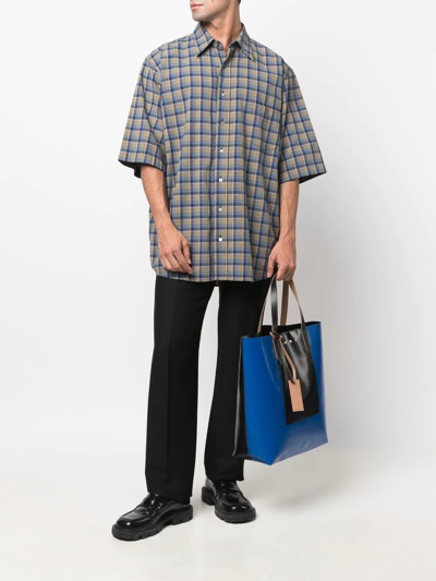 Shop Marni Two-tone Tote Bag In Blue