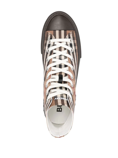 Shop Burberry Vintage Check High-top Sneakers In Brown
