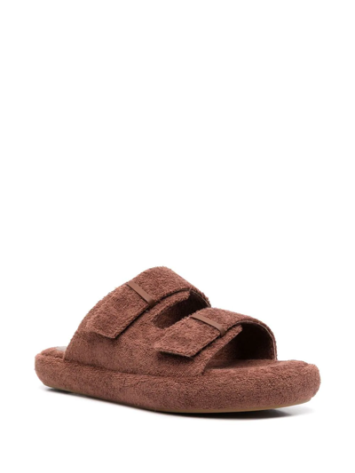 Ilio Smeraldo Terry-cloth Double-strap Sandals In Braun
