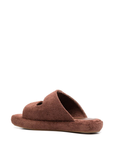 Ilio Smeraldo Terry-cloth Double-strap Sandals In Braun