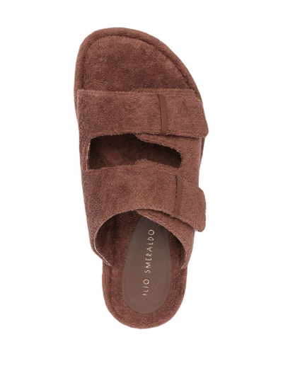 Ilio Smeraldo Terry-cloth Double-strap Sandals In Braun