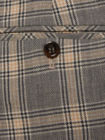 Gucci Wool And Linen Trousers With Prince Of Wales Motif In Nude