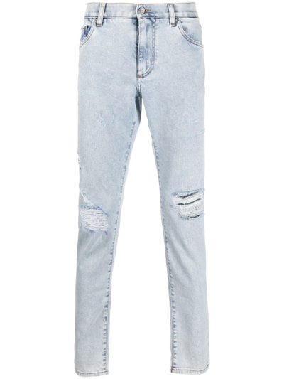 Shop Dolce & Gabbana Logo-patch Denim Jeans In Blau