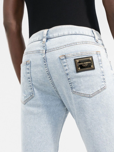 Shop Dolce & Gabbana Logo-patch Denim Jeans In Blau