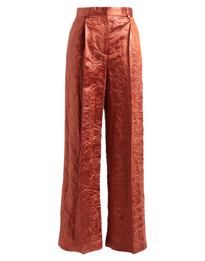 Shop Msgm Woman Pants Rust Size 4 Acetate In Red