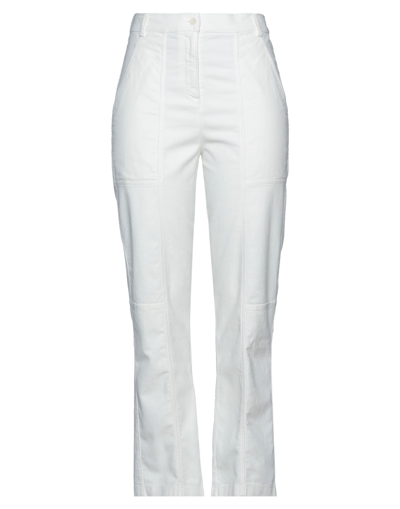 Shop Aspesi Woman Pants White Size 6 Cotton, Elastane