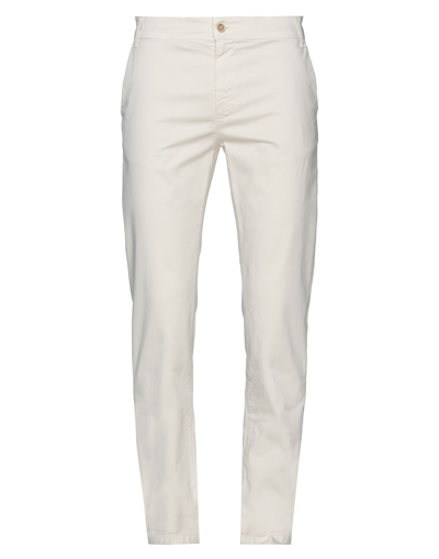 Shop Adriano Langella Man Pants Ivory Size 30 Cotton, Elastane In White