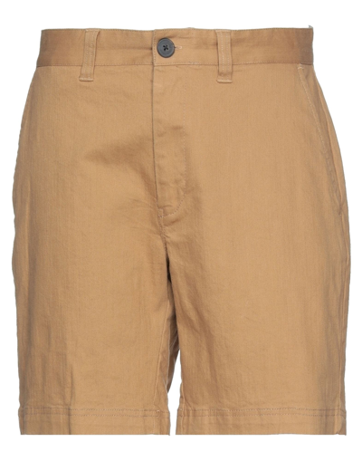 Shop Anerkjendt Man Shorts & Bermuda Shorts Camel Size Xxl Paper, Elastane In Beige