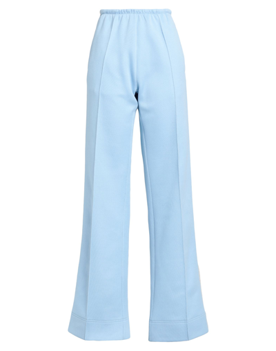 Shop Palm Angels Woman Pants Sky Blue Size 8 Cotton, Polyester