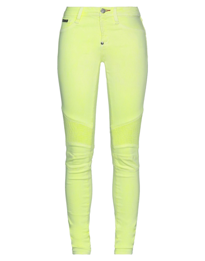 Shop Philipp Plein Woman Jeans Acid Green Size 26 Cotton, Elastomultiester, Elastane