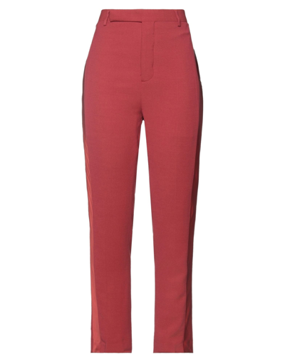Shop Rick Owens Woman Pants Brick Red Size 10 Virgin Wool, Viscose, Acetate, Polyamide