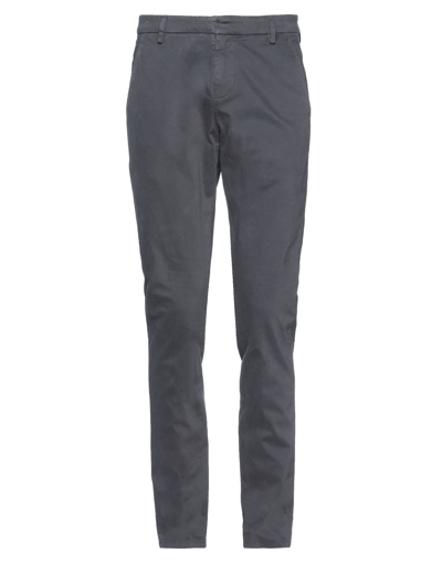 Shop Dondup Man Pants Lead Size 35 Cotton, Elastane In Grey