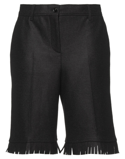 Burberry Wool Shorts With Frayed Edges In Black