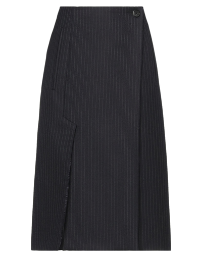 Shop Prada Woman Midi Skirt Midnight Blue Size 6 Virgin Wool