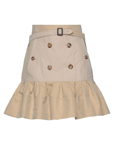 Shop Burberry Woman Mini Skirt Beige Size 0 Cotton