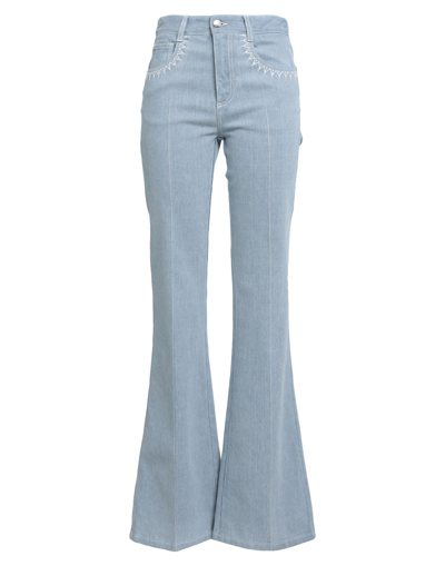 Shop Chloé Woman Jeans Blue Size 10 Cotton, Polyester, Elastane