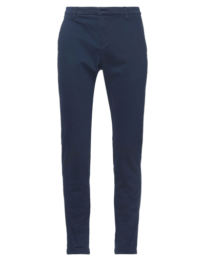 Shop Dondup Man Pants Slate Blue Size 29 Cotton, Elastane