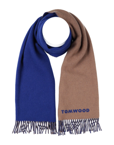 Shop Tom Wood Man Scarf Camel Size - Wool, Polyamide In Beige