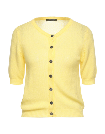 Shop Aragona Woman Cardigan Yellow Size 8 Cashmere, Polyamide